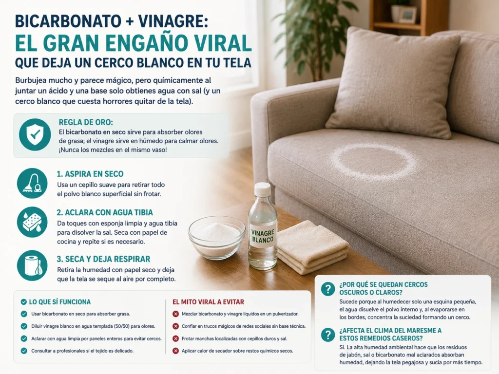 Limpiar sofá con bicarbonato y vinagre