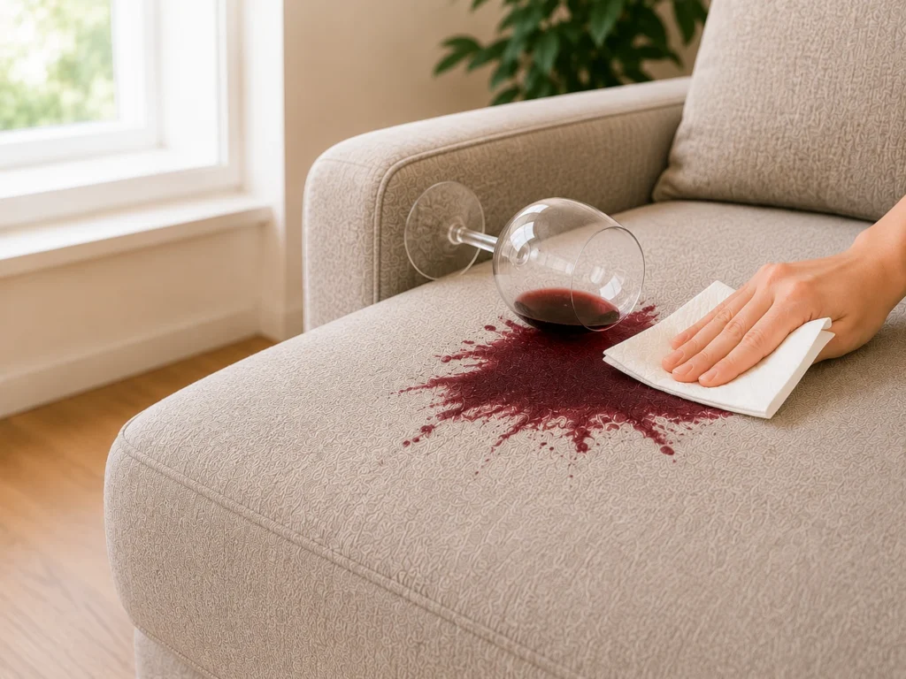 quitar mancha de vino en el sofá