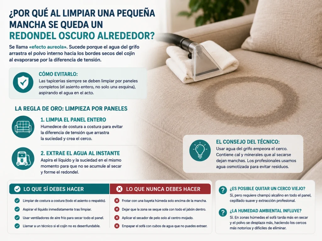 Limpiar cerco de agua del sofá
